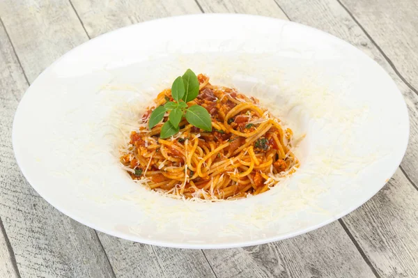 Italienische Traditionelle Pasta Bolognese Spaghetti Mit Fleisch — Stockfoto