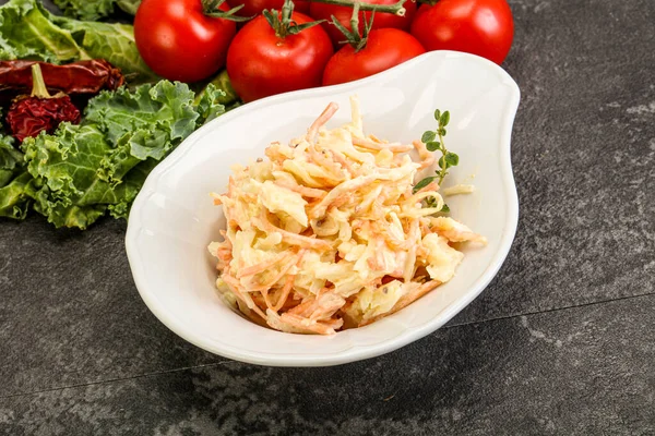 Salada Salada Cole Vegetariana Com Repolho Cenoura — Fotografia de Stock