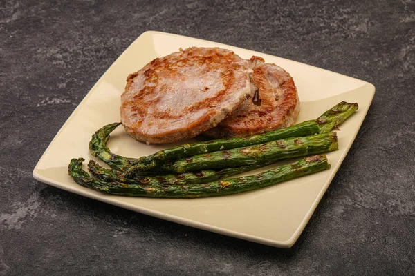 Grilled Tuna Steak Green Asparagus — Stock Photo, Image