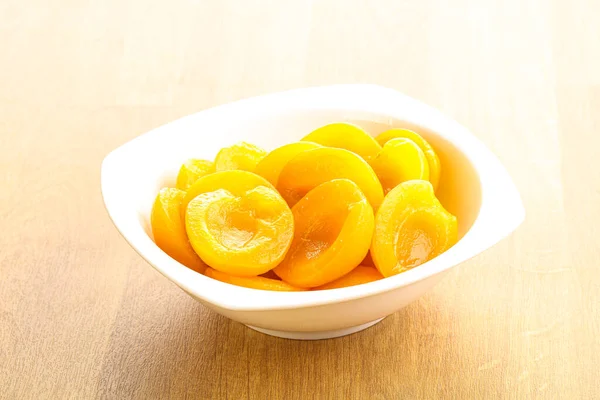 Canned Apricot Sweet Light Dessert Bowl — Stock Photo, Image