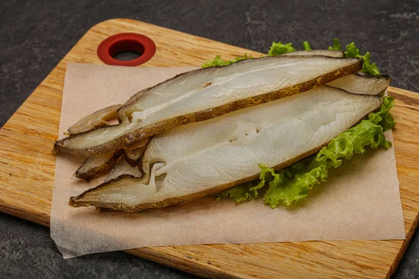 Alabote Defumado Delicoso Fatias Peixe Lanche — Fotografia de Stock