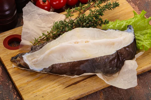 Bife Wolffish Cru Pronto Para Cozinhar — Fotografia de Stock