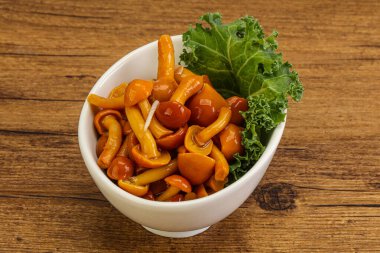 Terbiye edilmiş mantar. Kasede küçük bal aromalı.