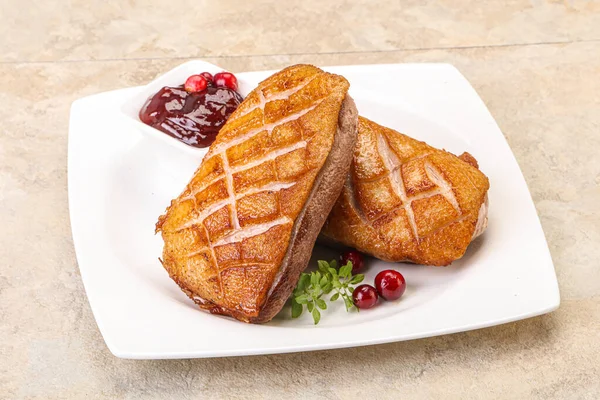 Roasted Duck Breast Berry Sauce — Stock Photo, Image