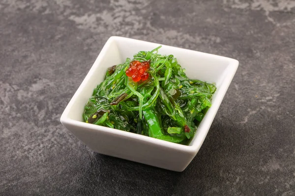 Asian Traditional Chukka Salad Bowl Served Red Caviar — Stock Photo, Image