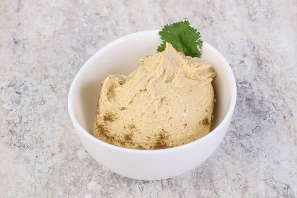 Veganská Kuchyně Tradiční Židovský Hummus Olivovým Olejem — Stock fotografie