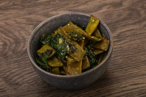 Cuisine Païenne Avec Haricot Vert Rôti Chou — Photo