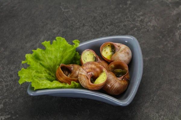 Cozinha Francesa Escargot Com Molho Manteiga — Fotografia de Stock