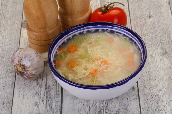 Sopa Pollo Con Fideos Zanahoria Apio — Foto de Stock