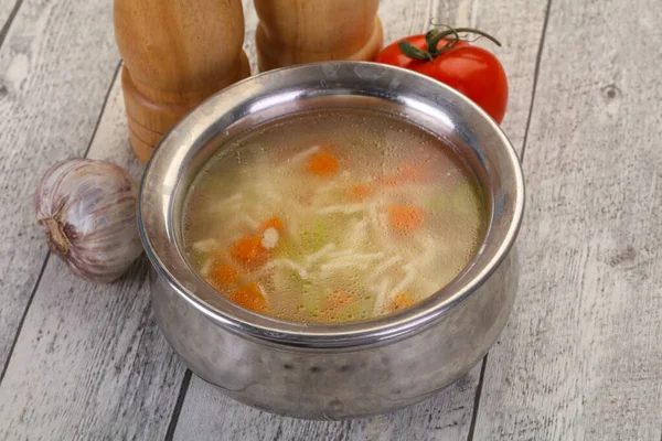 Курячий Суп Локшиною Морквою Селерою — стокове фото