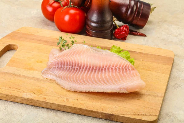 Raw Tilapia Fish Fillet Cooking — Stock Photo, Image