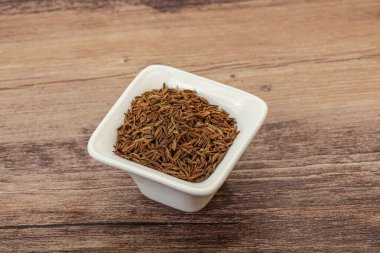 Aroma mutfağı kâsede kurutulmuş zeera tohumları.