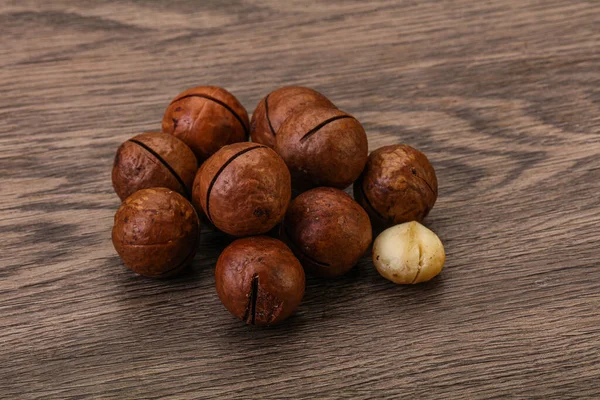 Brown Primo Piano Mucchio Noci Macadamia Sfondo — Foto Stock