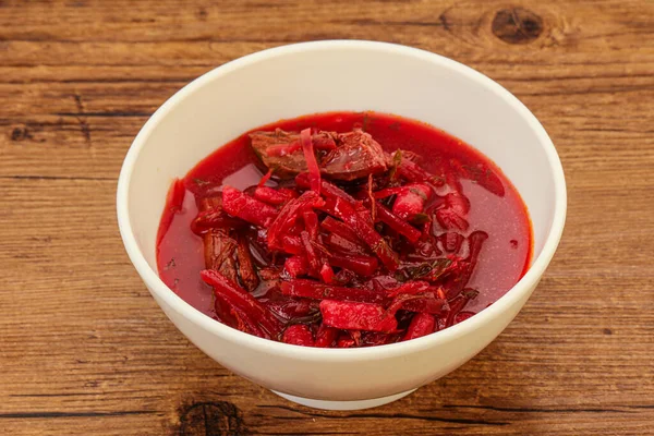 Sopa Borsch Tradicional Russa Com Repolho Carne Bovina — Fotografia de Stock