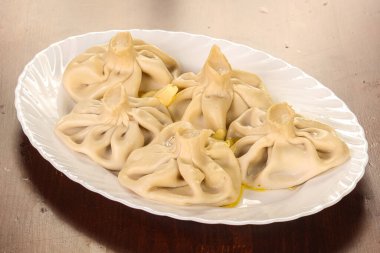 Geleneksel Gürcistan mutfağı Sulu, etli Khinkali.