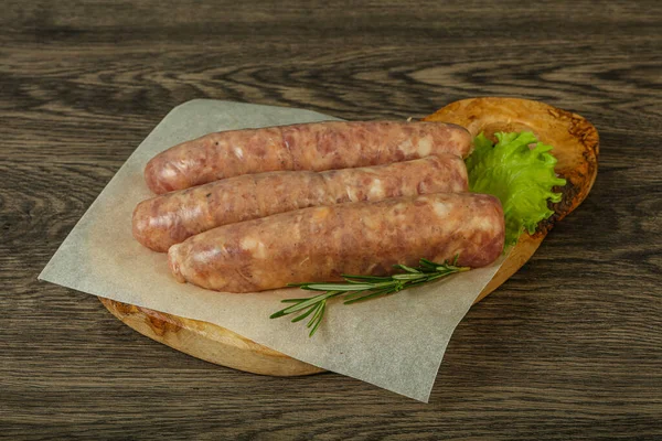 Saucisses Viande Porc Crue Pour Romarin Grillé Servi — Photo