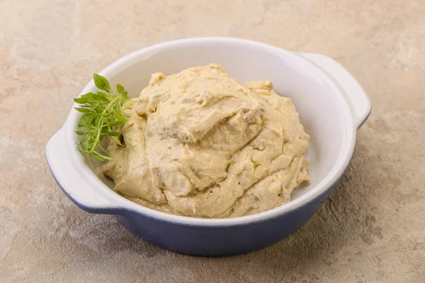 Comida Vegana Hummus Dip Con Aceite Oliva — Foto de Stock