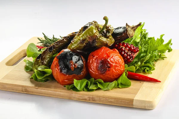 Ψητά Λαχανικά Bbq Ντομάτα Πιπεριά Και Μελιτζάνα — Φωτογραφία Αρχείου