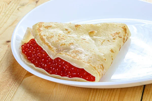 Russian Traditional Pancake Red Caviar — Stock Photo, Image