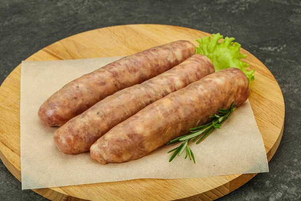 Raw Pork Meat Sausages Grill Served Rosemary — Stock Photo, Image