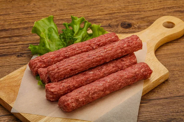 Raw Beef Sausages Spices Grill — Stock Photo, Image