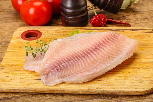 Fillet Ikan Tilapia Mentah Untuk Dimasak — Stok Foto