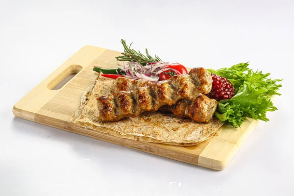 Darált Hús Kebab Grillezett Barbecue Shashlik — Stock Fotó