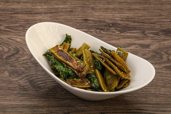 Cocina Pagana Con Frijol Verde Asado Col —  Fotos de Stock