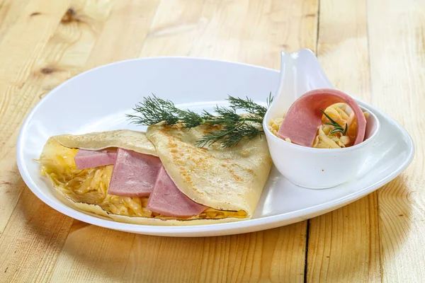 Crêpe Populaire Jambon Fromage — Photo