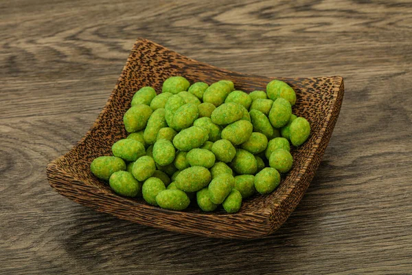 Spicy Wasabi Peanuts Snack Bowl — Stock Photo, Image
