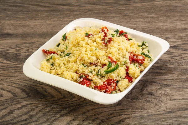 Cucina Vegetariana Couscous Con Verdure Prezzemolo — Foto Stock