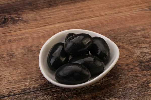 Pickled Tasty Black Olives Bowl — Stock Photo, Image