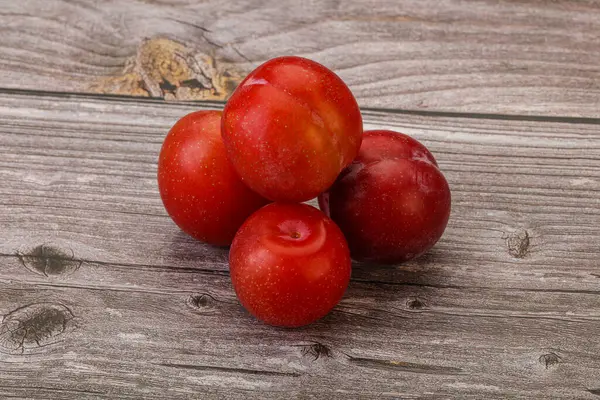 Ripe Sweet Tasty Red Plum Heap — Stock Photo, Image