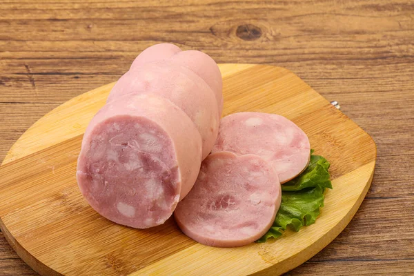 Natural Ham Two Slices Served Salad Leaves — Stock Photo, Image