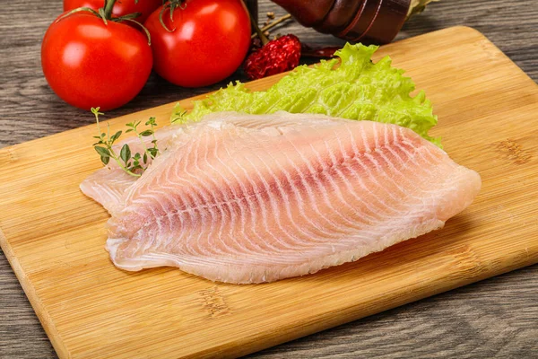 Fillet Ikan Tilapia Mentah Untuk Dimasak — Stok Foto