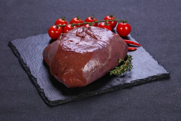 Foie Porc Cru Prêt Pour Cuisson — Photo