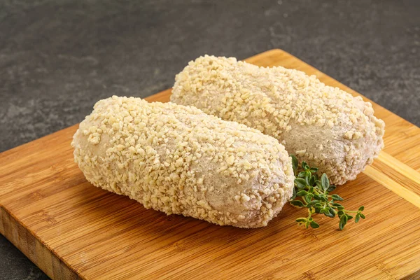 Costeleta Frango Pão Cru Para Assado — Fotografia de Stock