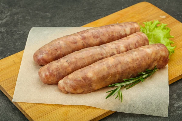 Raw Pork Meat Sausages Grill Served Rosemary — Stock Photo, Image