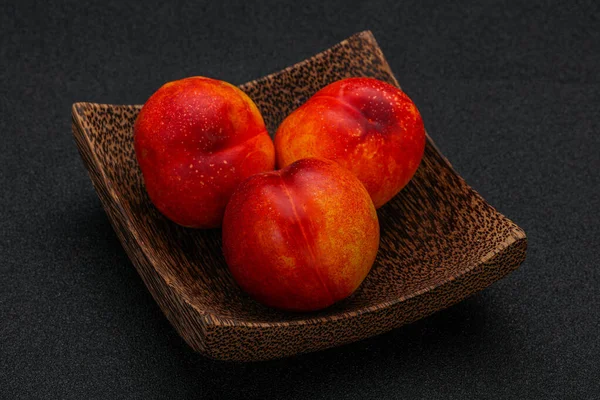 Fruta Nectarina Vermelha Saborosa Doce Madura — Fotografia de Stock