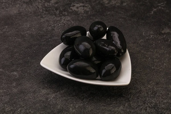 Pickled Tasty Black Olives Bowl — Stock Photo, Image