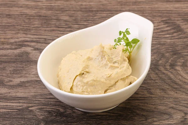 Comida Vegana Hummus Dip Com Azeite — Fotografia de Stock