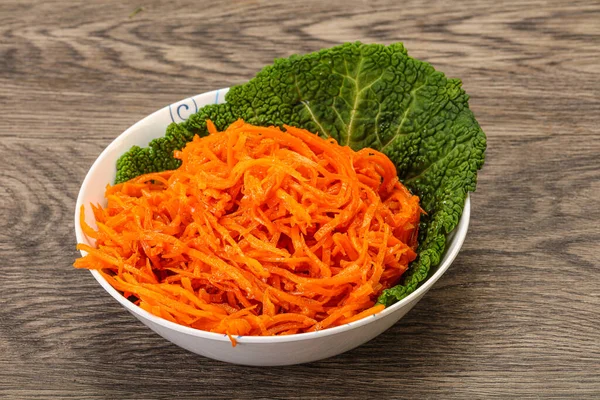 Вкусная Корейская Морковь Специями Миске — стоковое фото