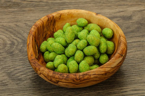 Spicy Wasabi Cacahuètes Snack Dans Bol — Photo