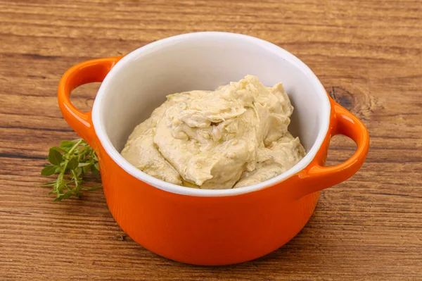 Comida Vegana Hummus Dip Com Azeite — Fotografia de Stock