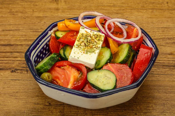 Traditionele Griekse Salade Met Feta Kaas Groenten — Stockfoto