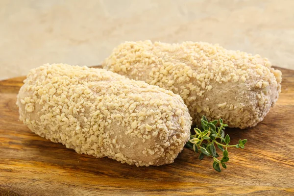 Costeleta Frango Pão Cru Para Assado — Fotografia de Stock