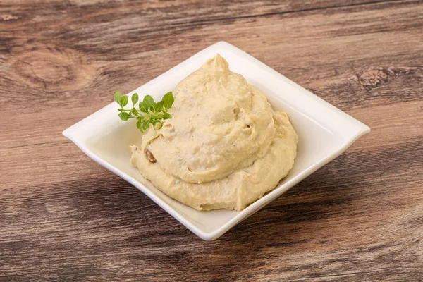 Vegan Food Hummus Dip Olivovým Olejem — Stock fotografie