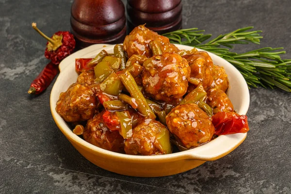 Minced Meat Ball Tomato Sauce — Stock Photo, Image