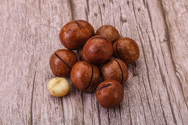 Brown Primo Piano Mucchio Noci Macadamia Sfondo — Foto Stock