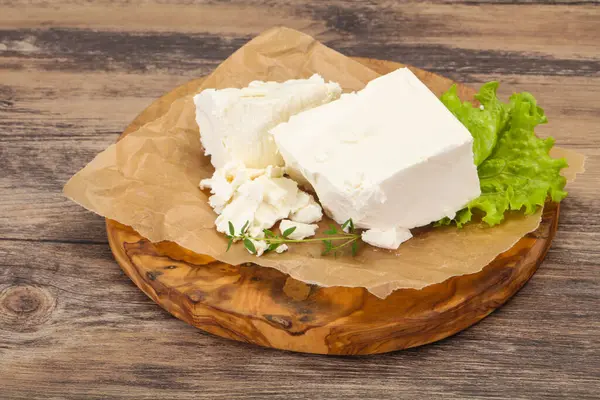 Feta Traditionnelle Grecque Fromage Pâte Molle Dans Assiette — Photo